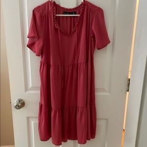 Pinkish Red Tiered Ruffle Sundress